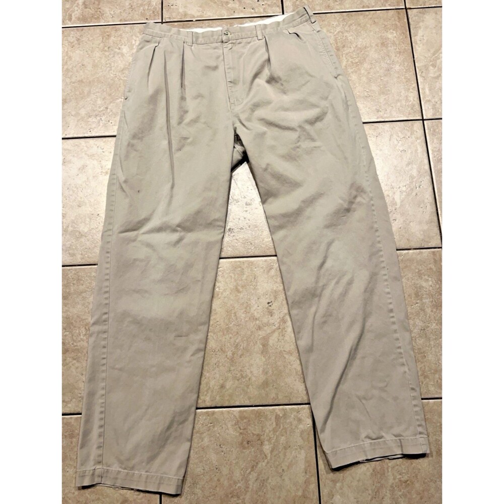 Vtg Polo Ralph Lauren Andrew Pant Mens 38x34 Khaki Pleated Chino 100% Cotton - Picture 1 of 10